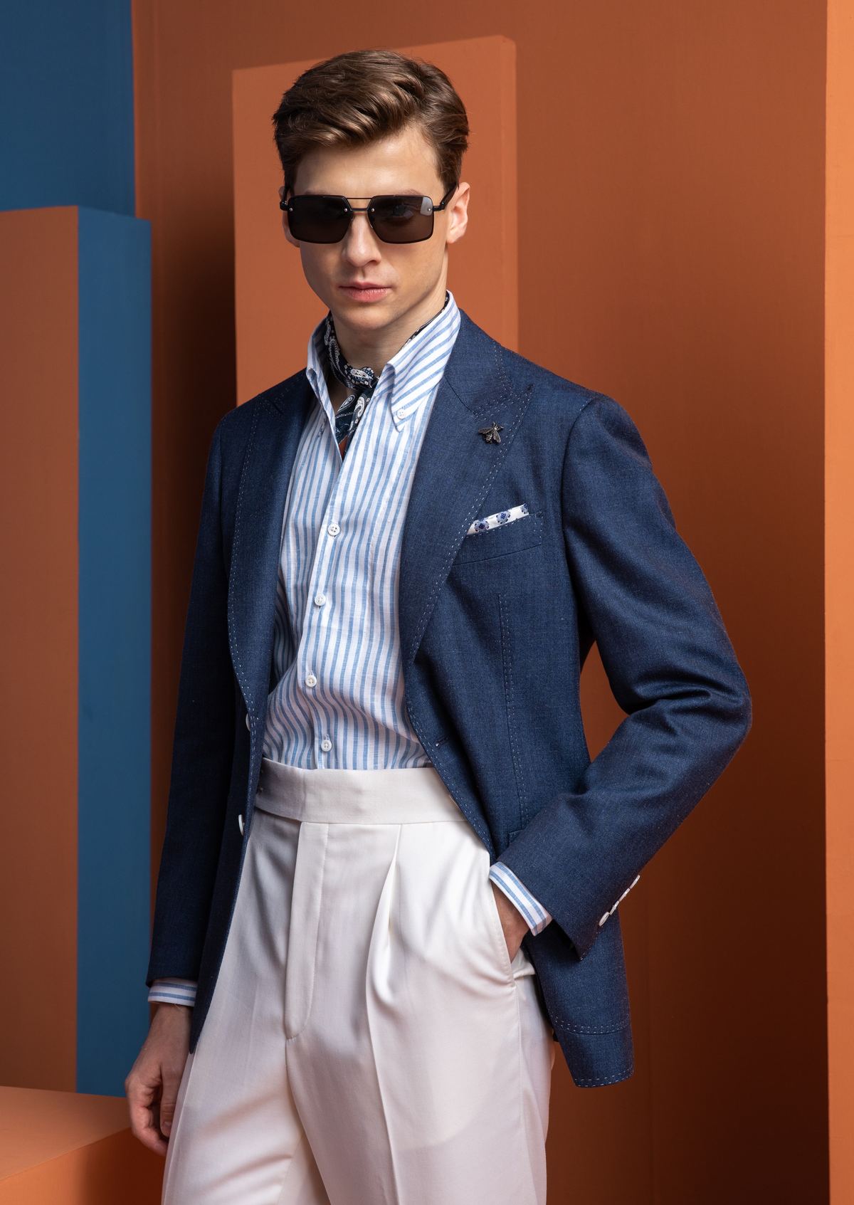 Navy Blazer -- Three-Quarter