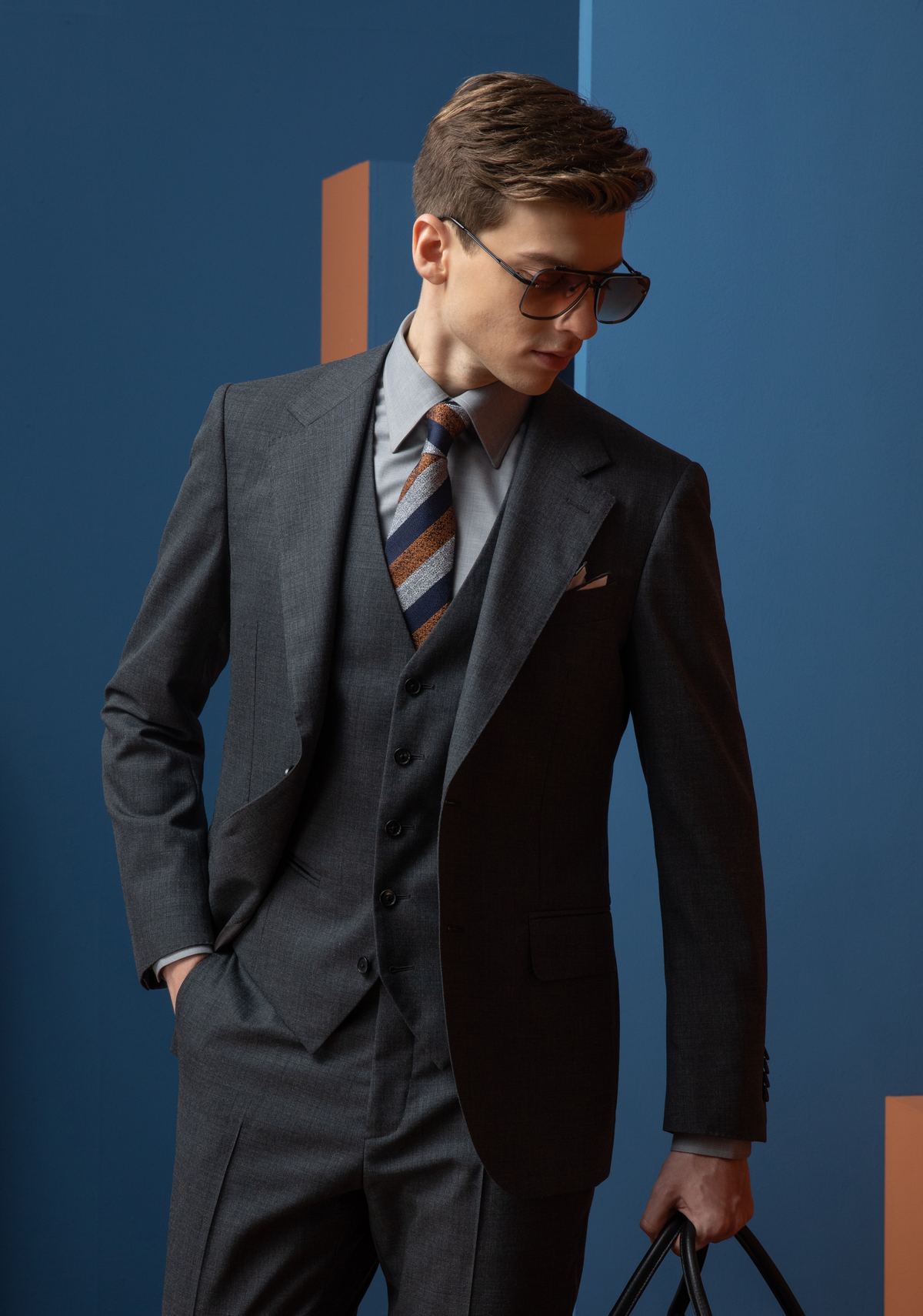 Navy Suit -- Side Profile