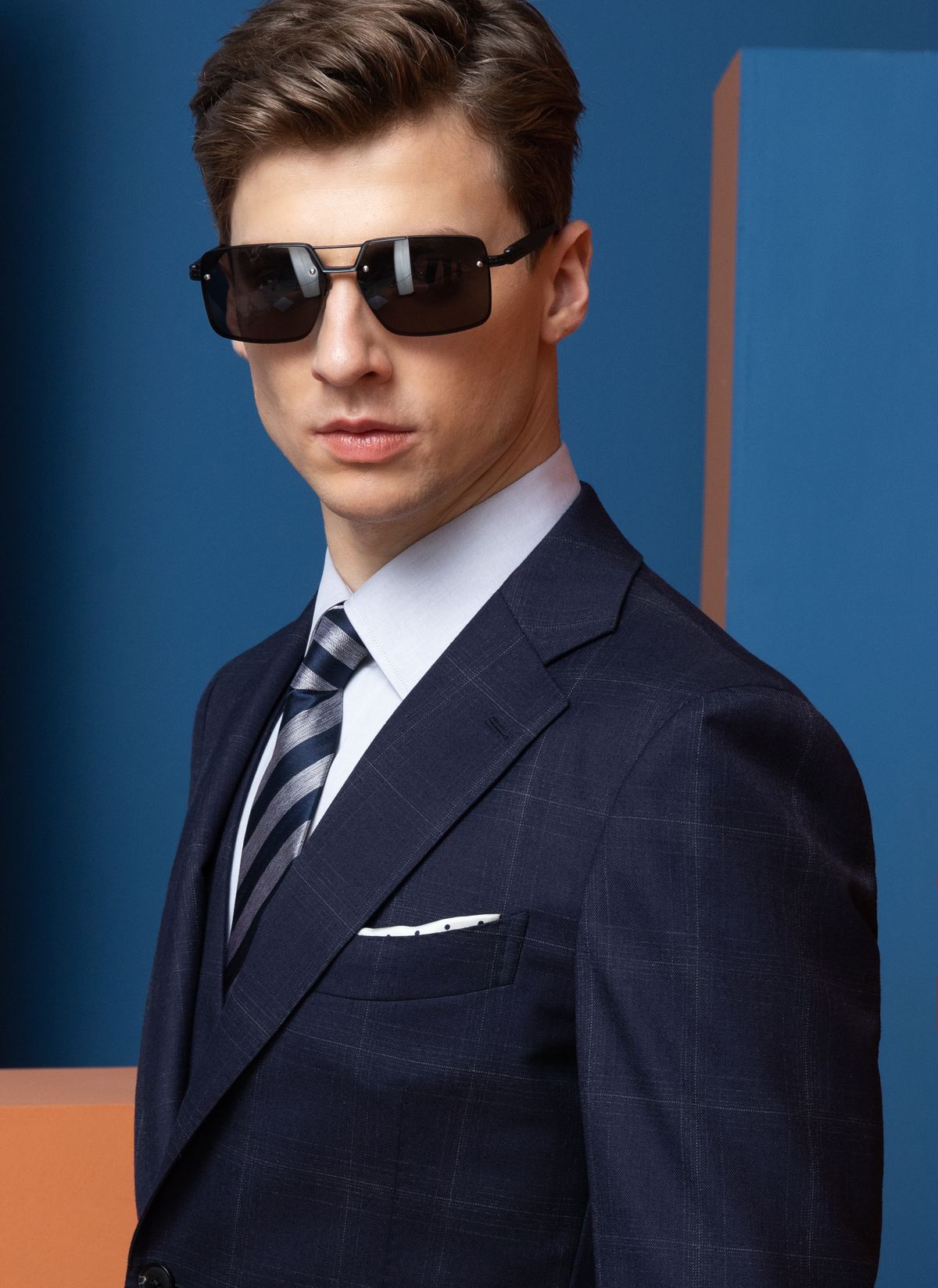 Gray Double-Breasted Suit -- Close-Up