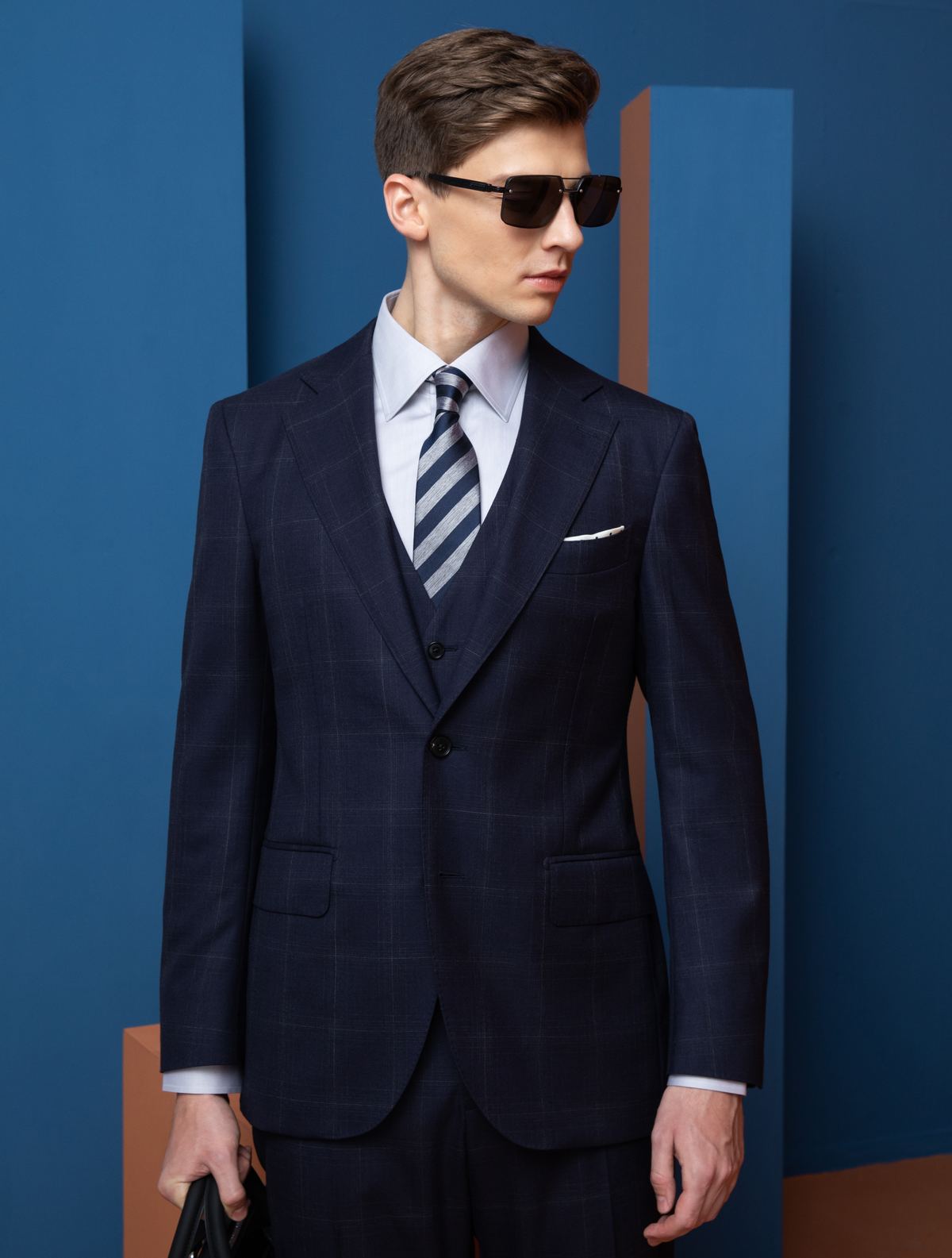 Gray Double-Breasted Suit -- Back View