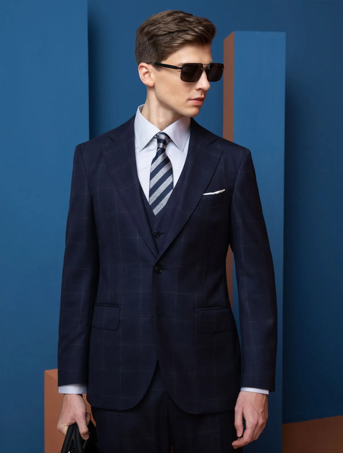 Gray Double-Breasted Suit -- Back View
