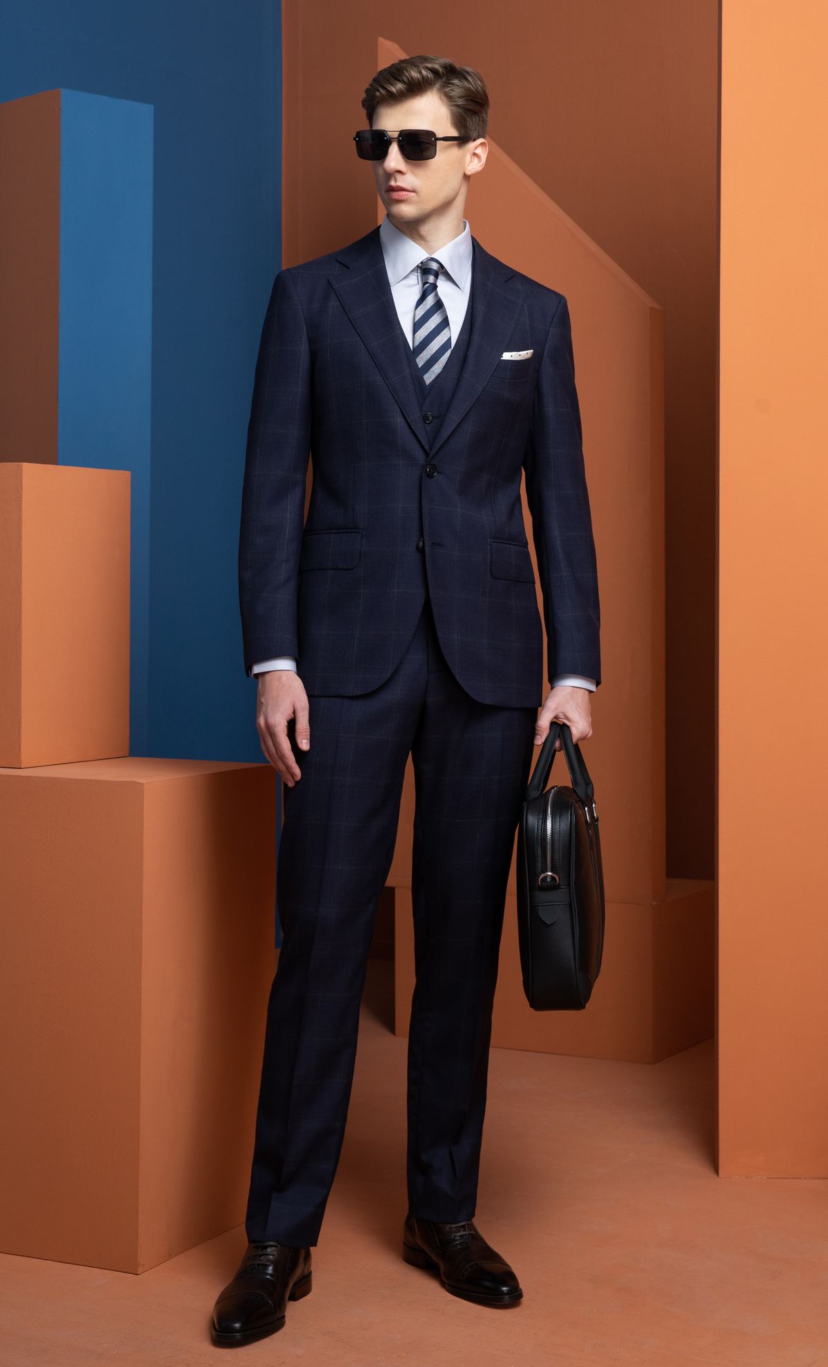 Gray Double-Breasted Suit -- Front View