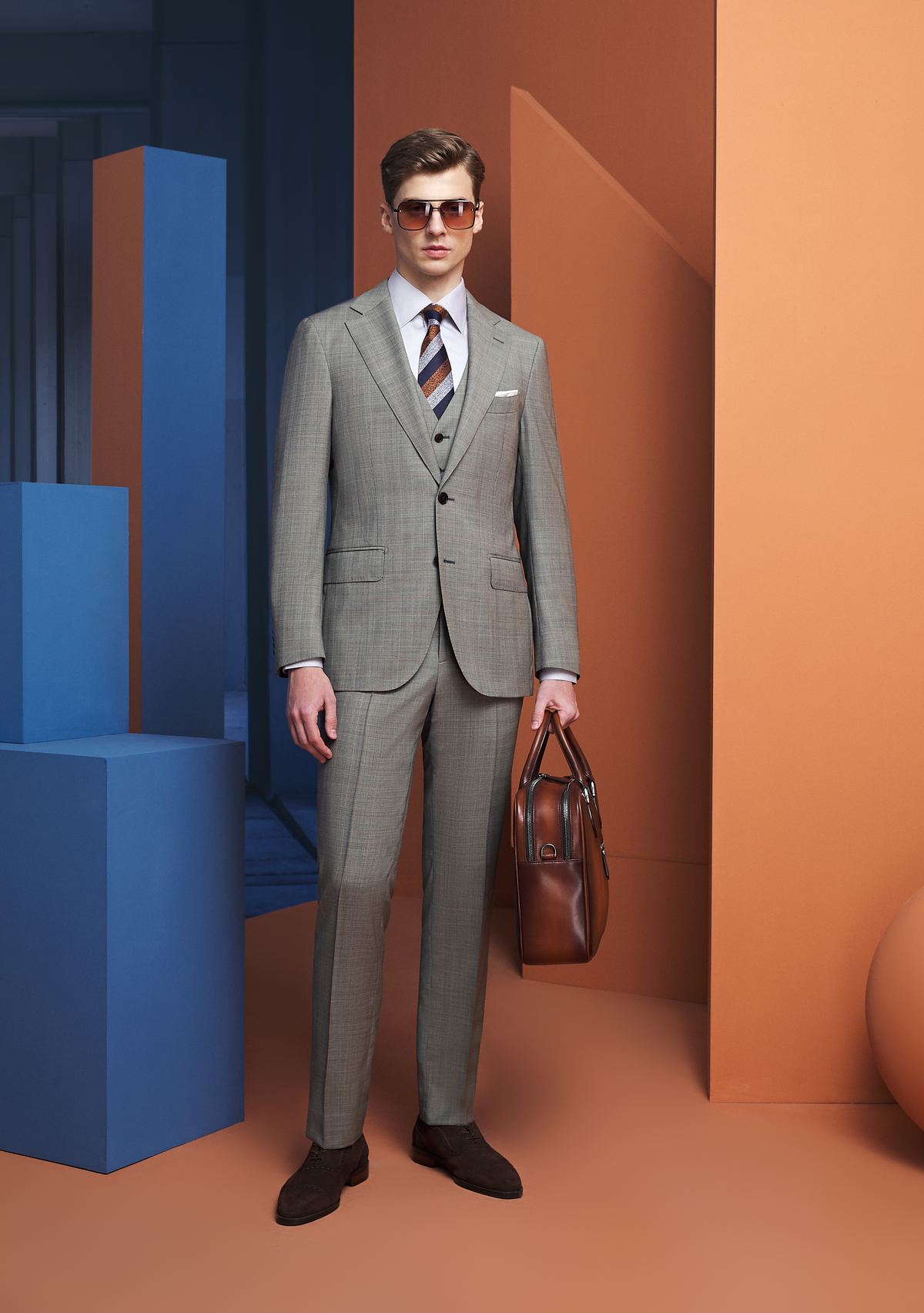 Blue Textured Suit -- Full Look