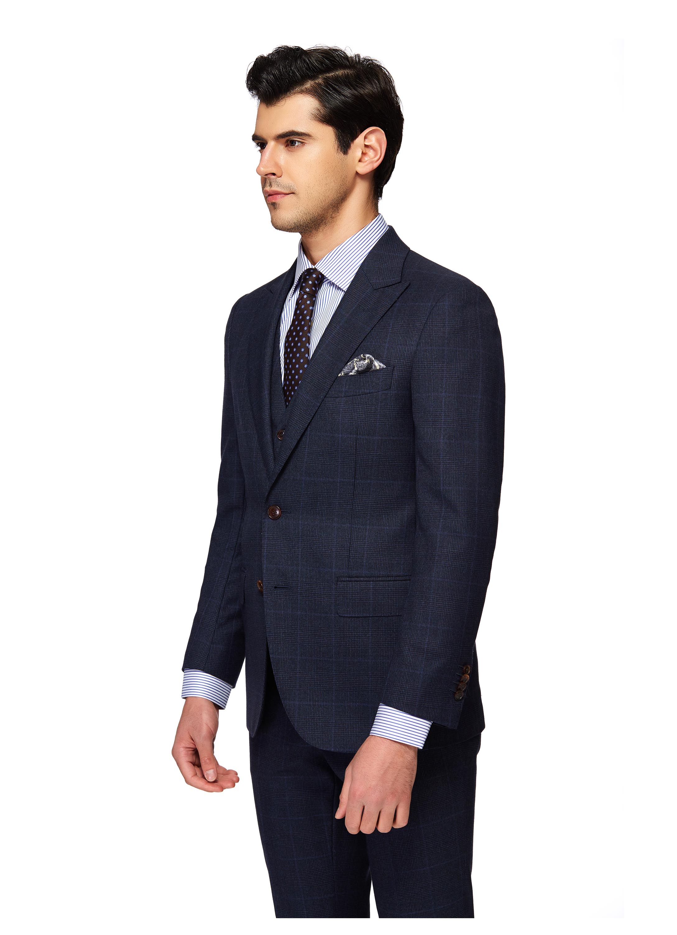 SN003 deep blue three-piece suit with vest